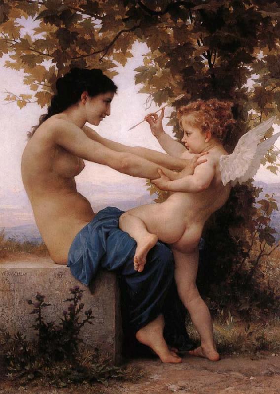 Adolphe William Bouguereau Girl Defending Herself Against Love oil painting image